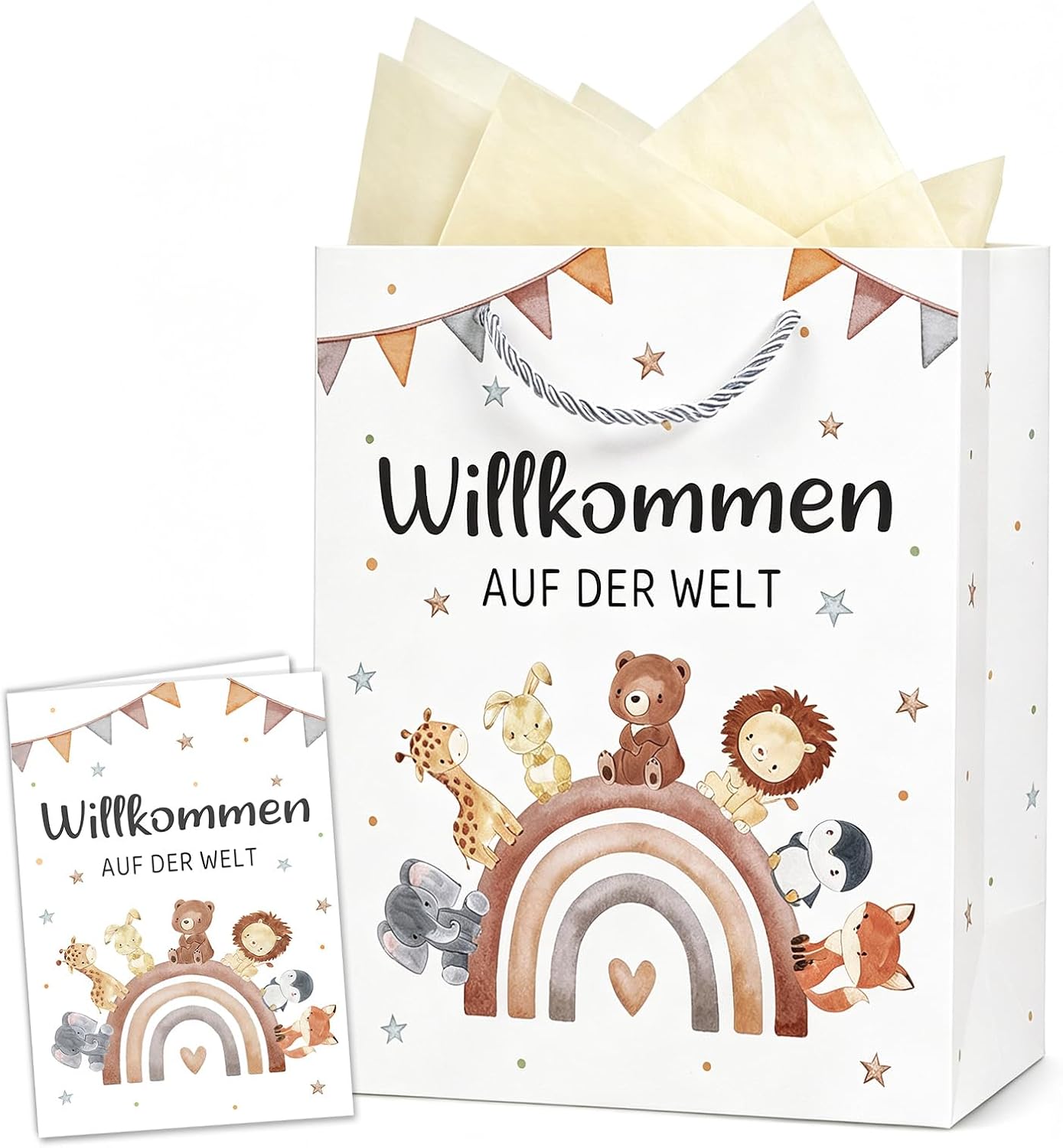 Gift Bag Birth Baby, Gift Bag with Wrapping Paper and Card, Gifts for Birth Boy & Girl, Gift Wrapping Paper Bags with Handle - Welcome to the World – Bild 9