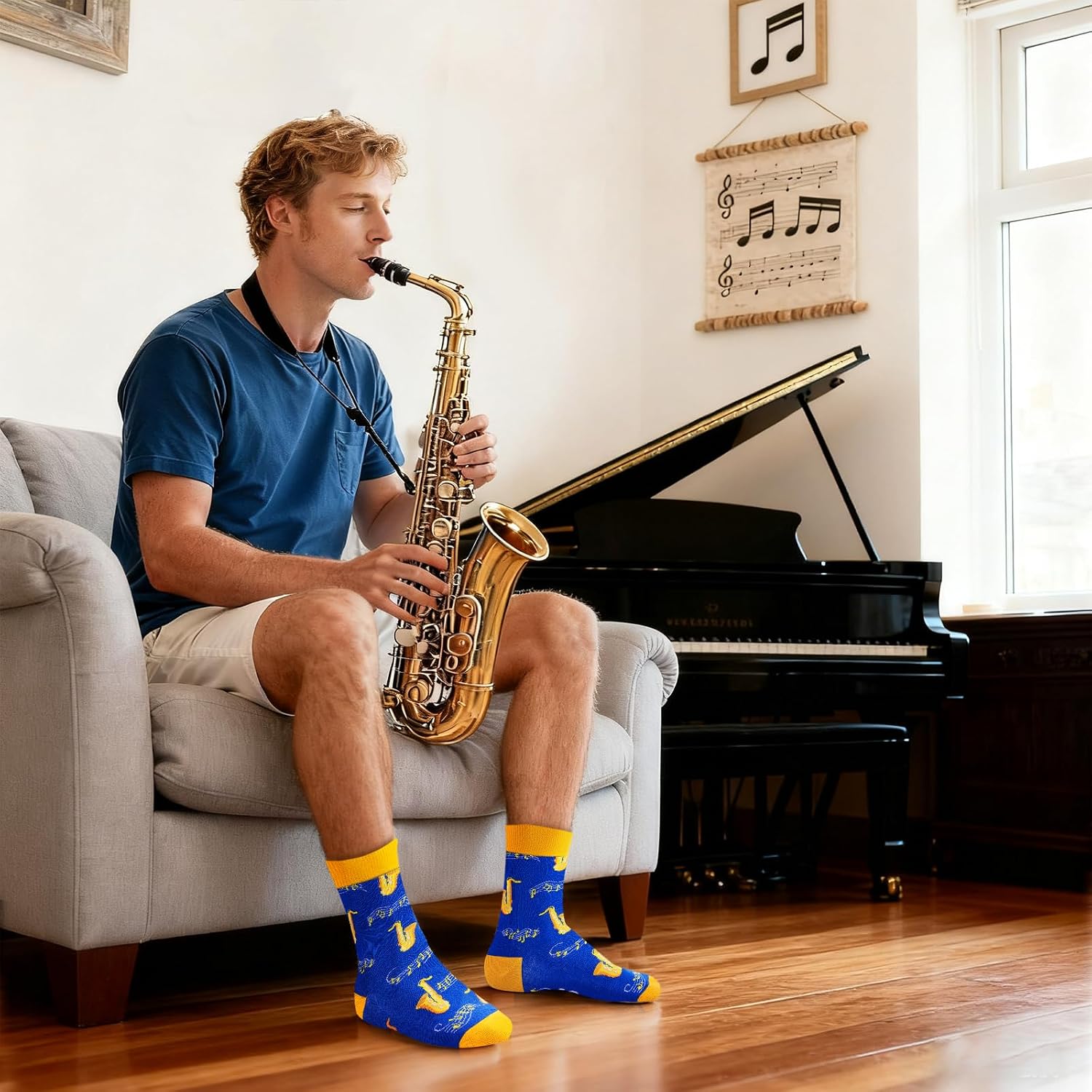 AGRIMONY Funny Music Socks Men Boys Music Colourful Men Funny Socks Cool Musician Funny Socks Father's Day Gift Valentine's Day Gift Ideas – Bild 5