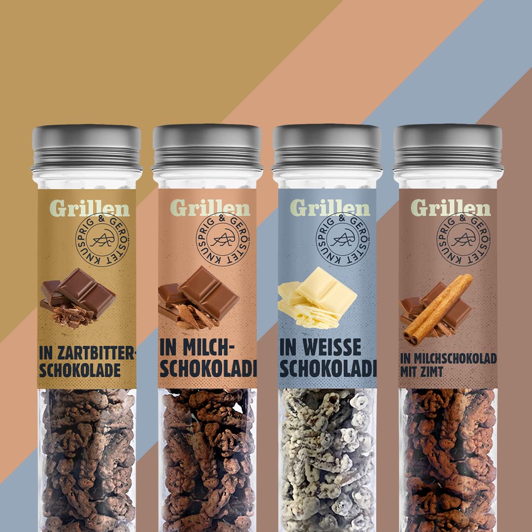 Sens Crispy Grilling with Chocolate - Original Gift for Food 4 x 30 g - Insect Snack in Reusable Wooden Spice Container - Premium Fine Food Gifts – Bild 2