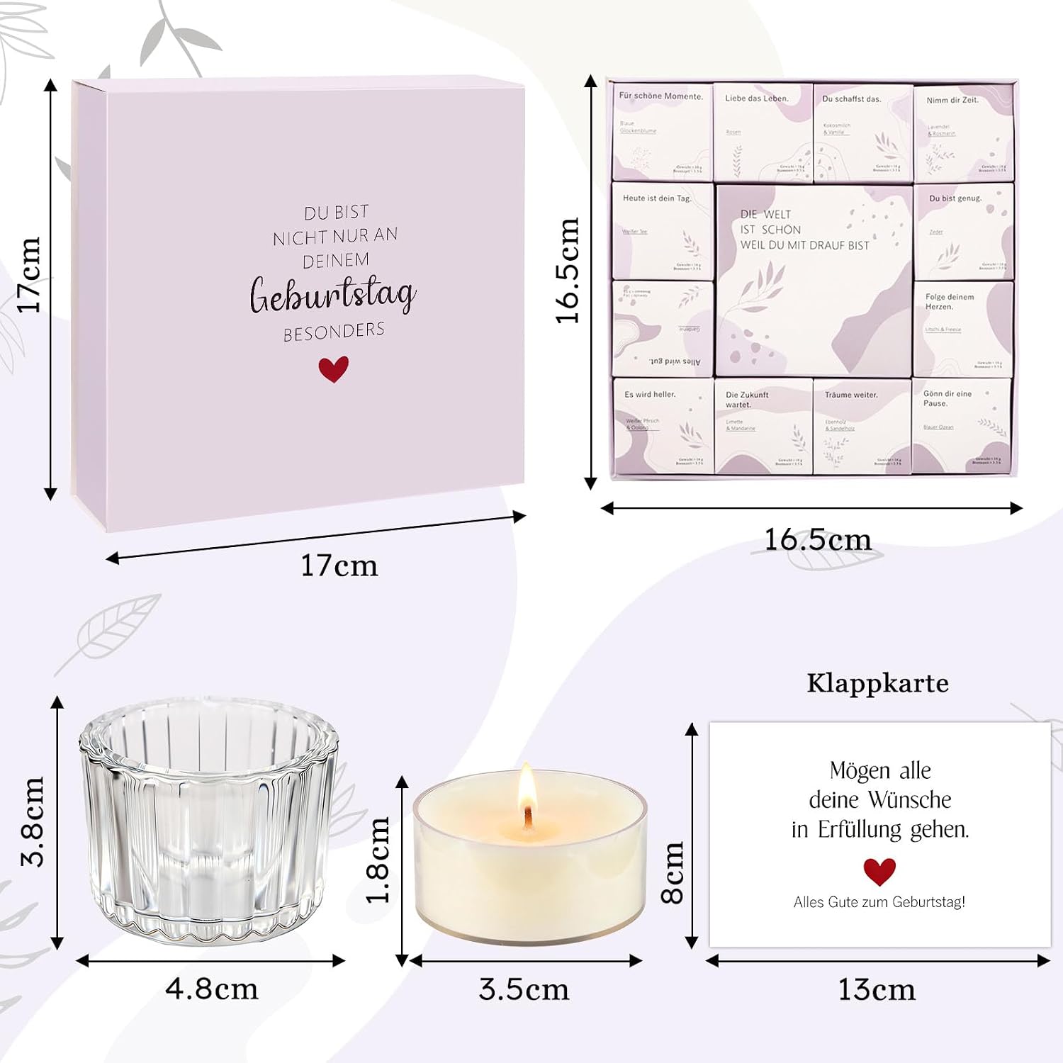 Birthday Gift for Women, Purple, Pack of 12 Scented Candles Gift Set – Bild 7
