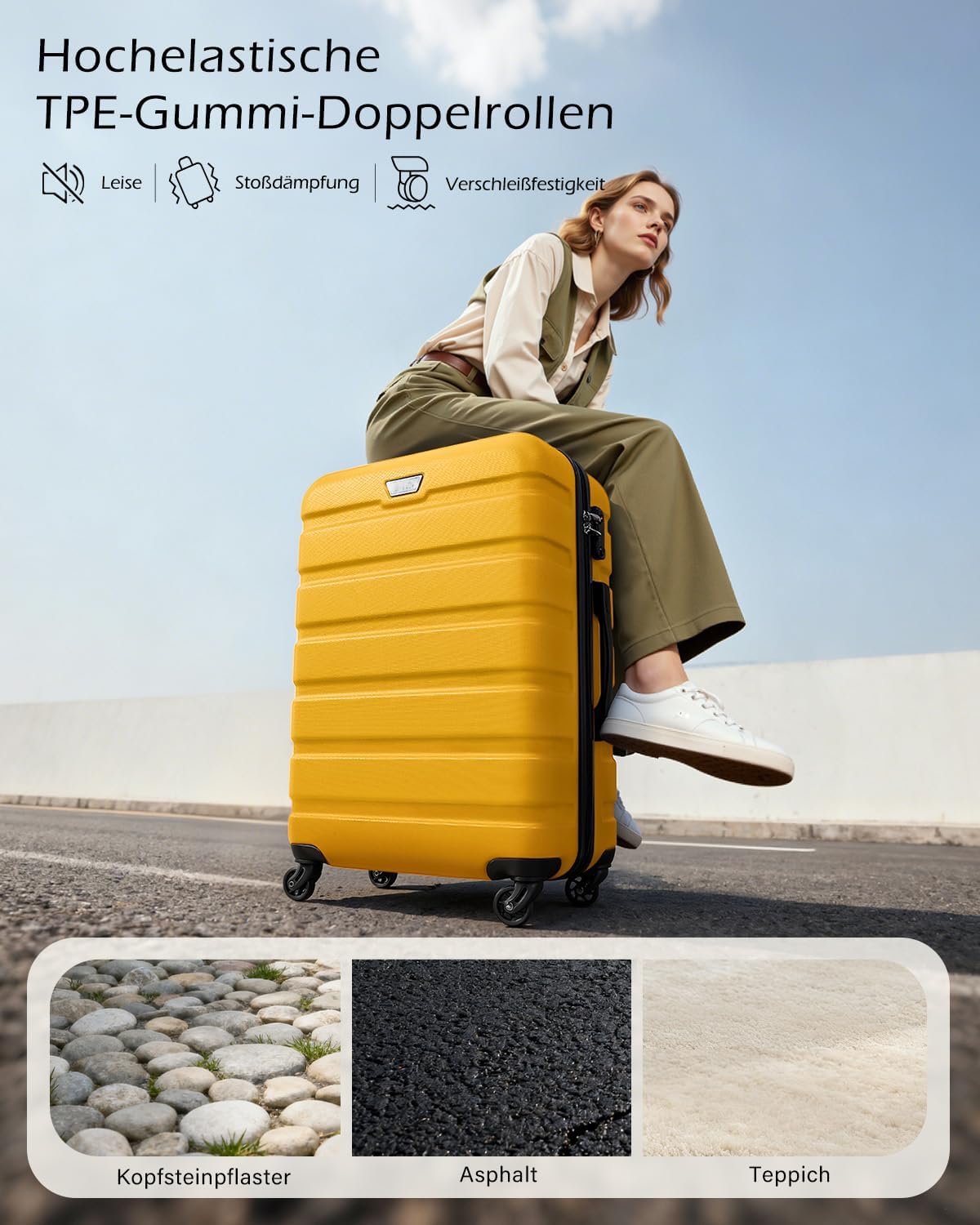 Coolife Medium Suitcase, 67 cm L, PC + ABS, Travel Suitcase with Spinner Wheels – Bild 3