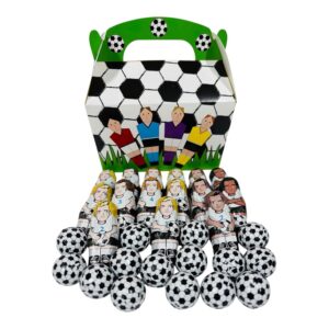 OYOY 200 g football chocolate set with gift box, 100 g football player and 100 g chocolate balls, milk chocolate with milk cream filling, sweets for children’s birthday football party and guest gift