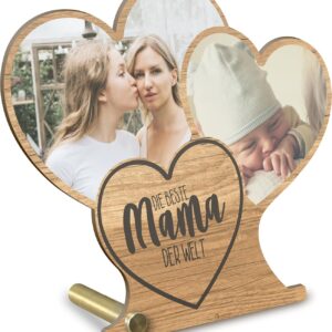 Elbeffekt Mother’s Day – Best Mum in the World Heart Personalised – Wooden Photo Gift, Mum Gifts for Mother’s Day, Gifts for Mothers, Best Mum, Gift Idea for Mother, Gift Idea for Mom