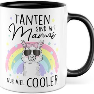 Tante Mug with Saying – Gift Tanten sind wie Mamas nur viel cooler – Coffee Mug Made of Ceramic 330 ml – Gift Idea Sister Birth Niece Nephew Godmother Coffee Mug (White/Black)