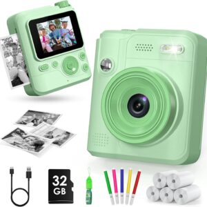Gofunly Instant Camera Children’s Digital Camera with 32G Card and Printer