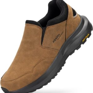 FitVille Slip On Hiking Shoes Men's Extra Wide Trekking Shoes Non-Slip
