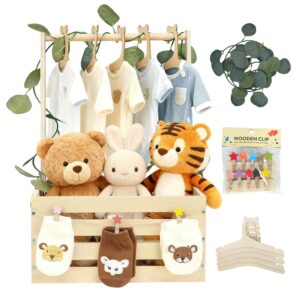 Wooden Baby Shower Box with Hangers Moon and Stars – Personalised Gift Box for Expecting Parents
