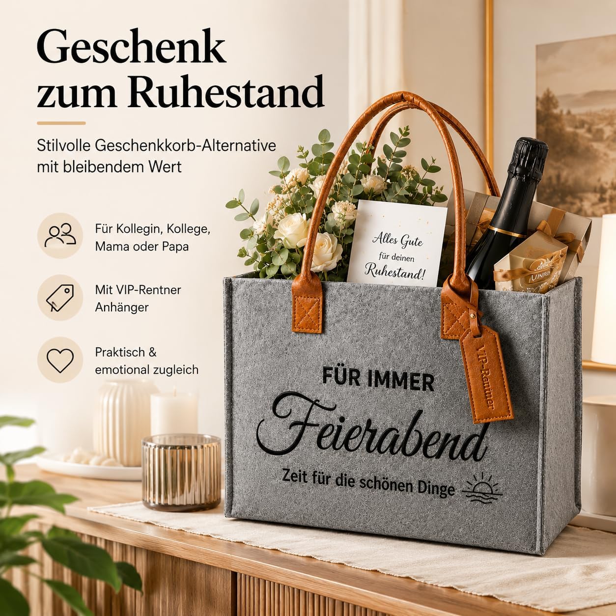 Retirement Gift Felt Bag Forever After Work as a Gift Basket for Retirees Gift Woman & Retirement Gift Woman for Farewell Colleagues – Bild 2