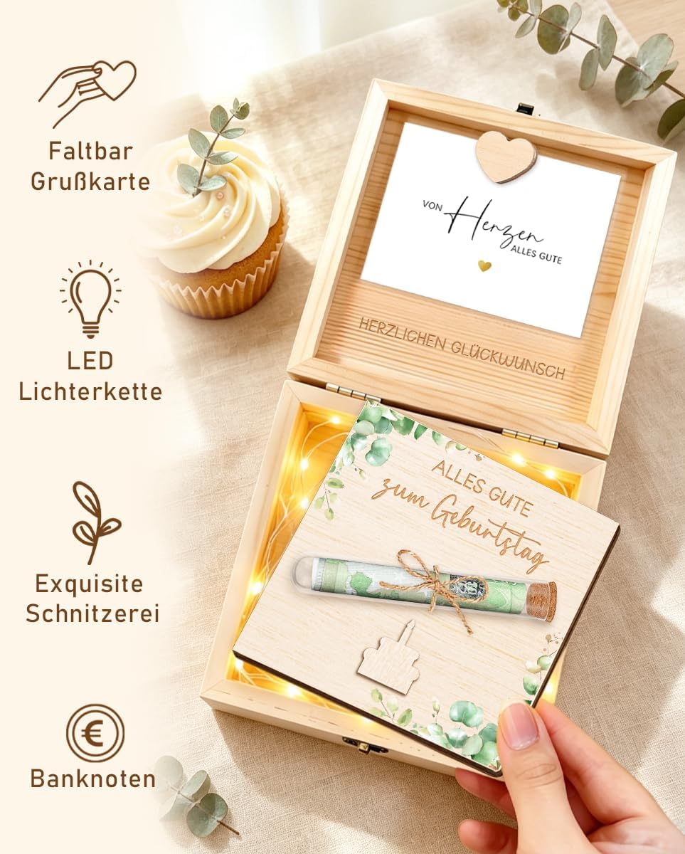Birthday Wooden Box with Lock, Money Gifts Packaging – Bild 5