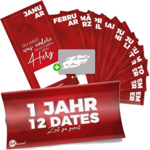 getbrave 1 Year, 12 Dates – The Gift for Time Together – Dates to Fill Yourself with Scratch Sticker – Surprise for Birthday & Anniversary for Husband, Wife, Partner, Girlfriend & Boyfriend