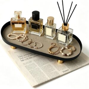 Decorative Tray, Decorative Tray with Feet, Storage Bowl for Table Decoration and Jewellery in the Entrance Area, Tray Decoration for Jewellery, Perfume and Candles Table Decoration