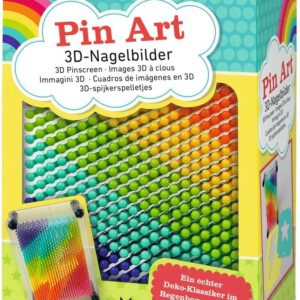 moses. 3D Nail Pictures Rainbow Pin Art, Nail Board for Children in Rainbow Colours, Retro Game with Plastic Nails, Includes Flash and Star Stencils for Impressive 3D Sculptures, Medium