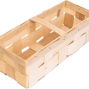 IFLO® Wooden Chipboard Basket Rectangular Natural 37 x 15 x 11 cm Country House Kitchen & Bathroom Storage Set of 4