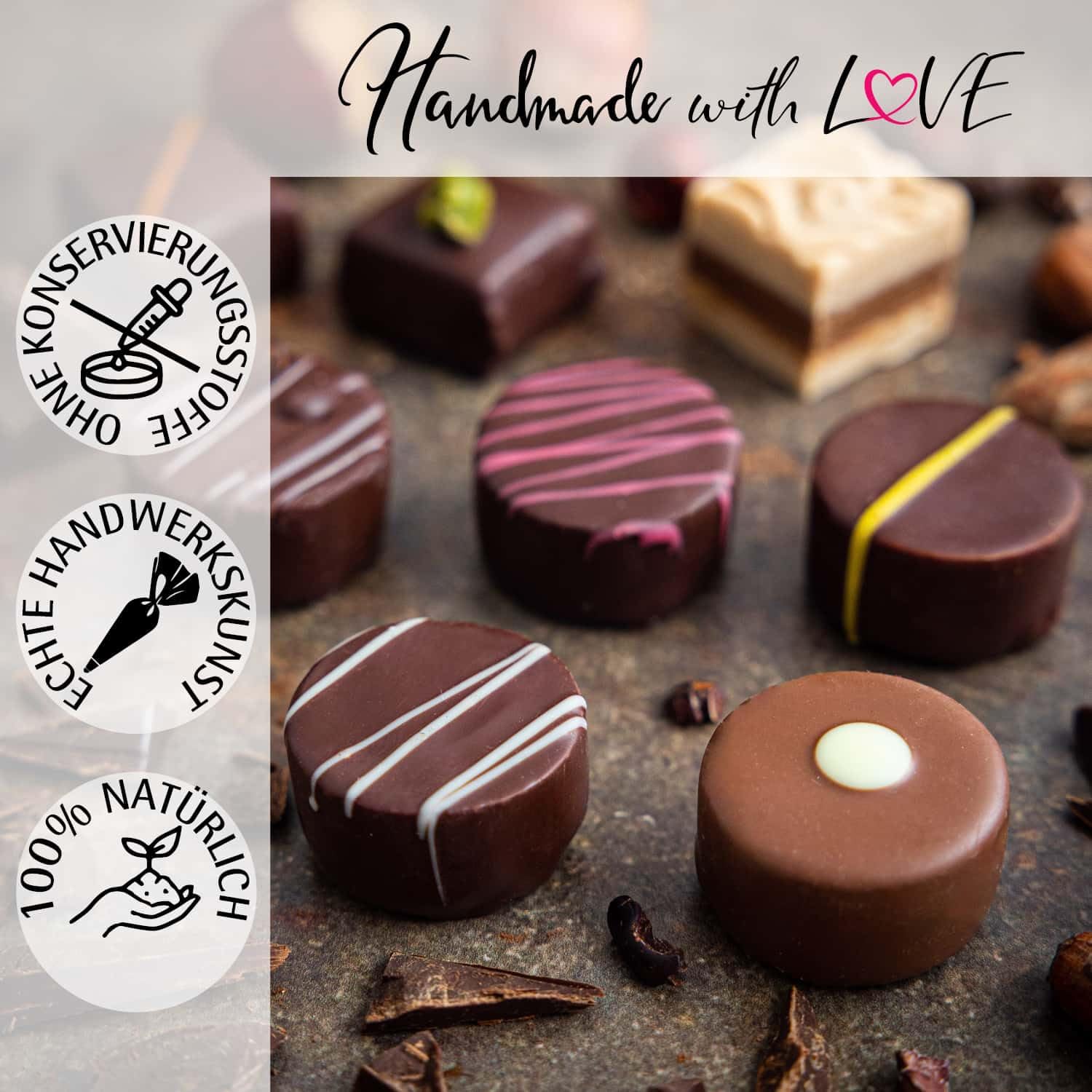 Hallingers Genuss Manufaktur Chocolates Congratulations Gift - Without Alcohol, Handmade from Confectionery Fine Cocoa in High-Quality Gift Box "Herzlichen Glüc...", Gift Idea for Men and Women – Bild 5