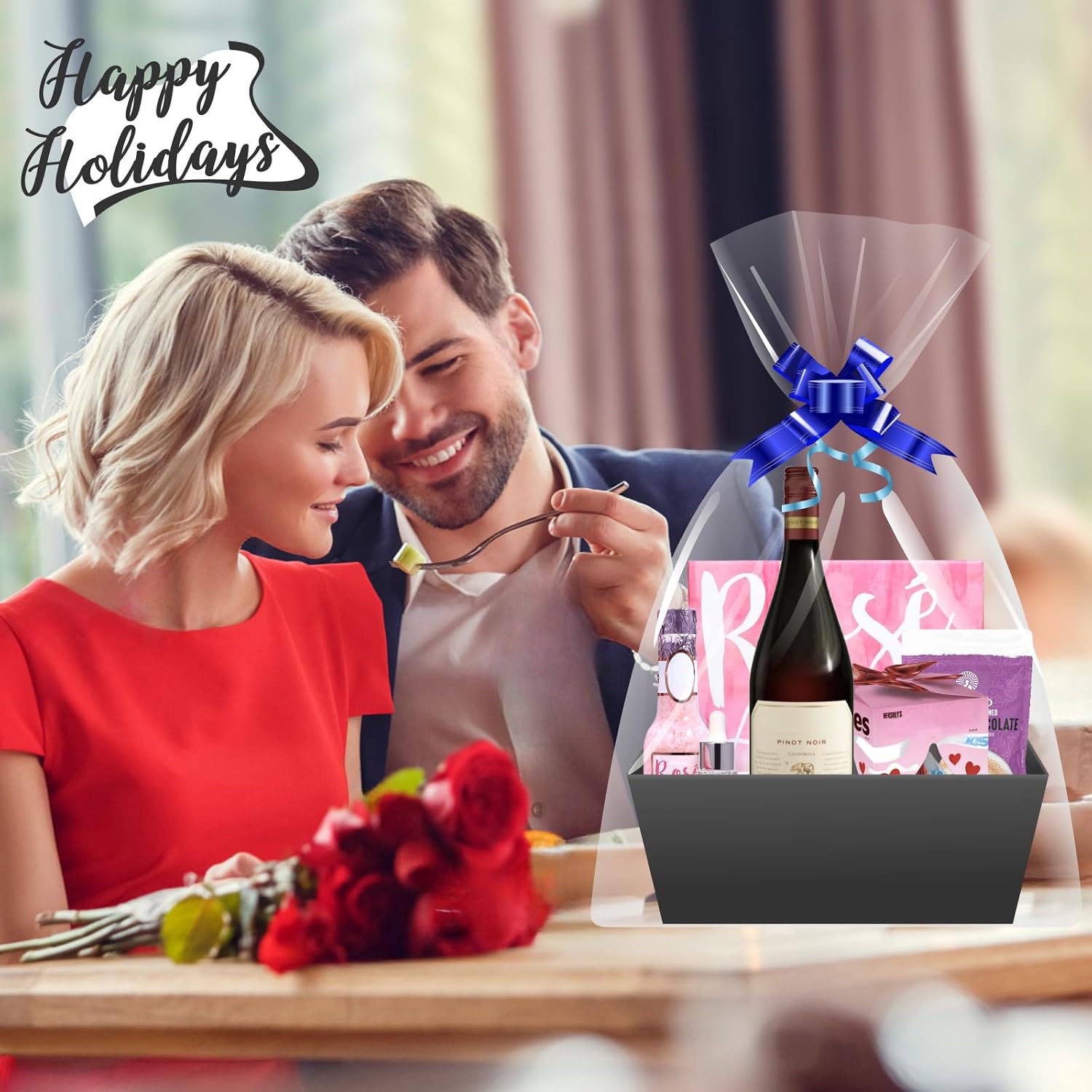 Gift Baskets Empty Set of 5 Black with Foil and Cardboard Bows – Bild 5