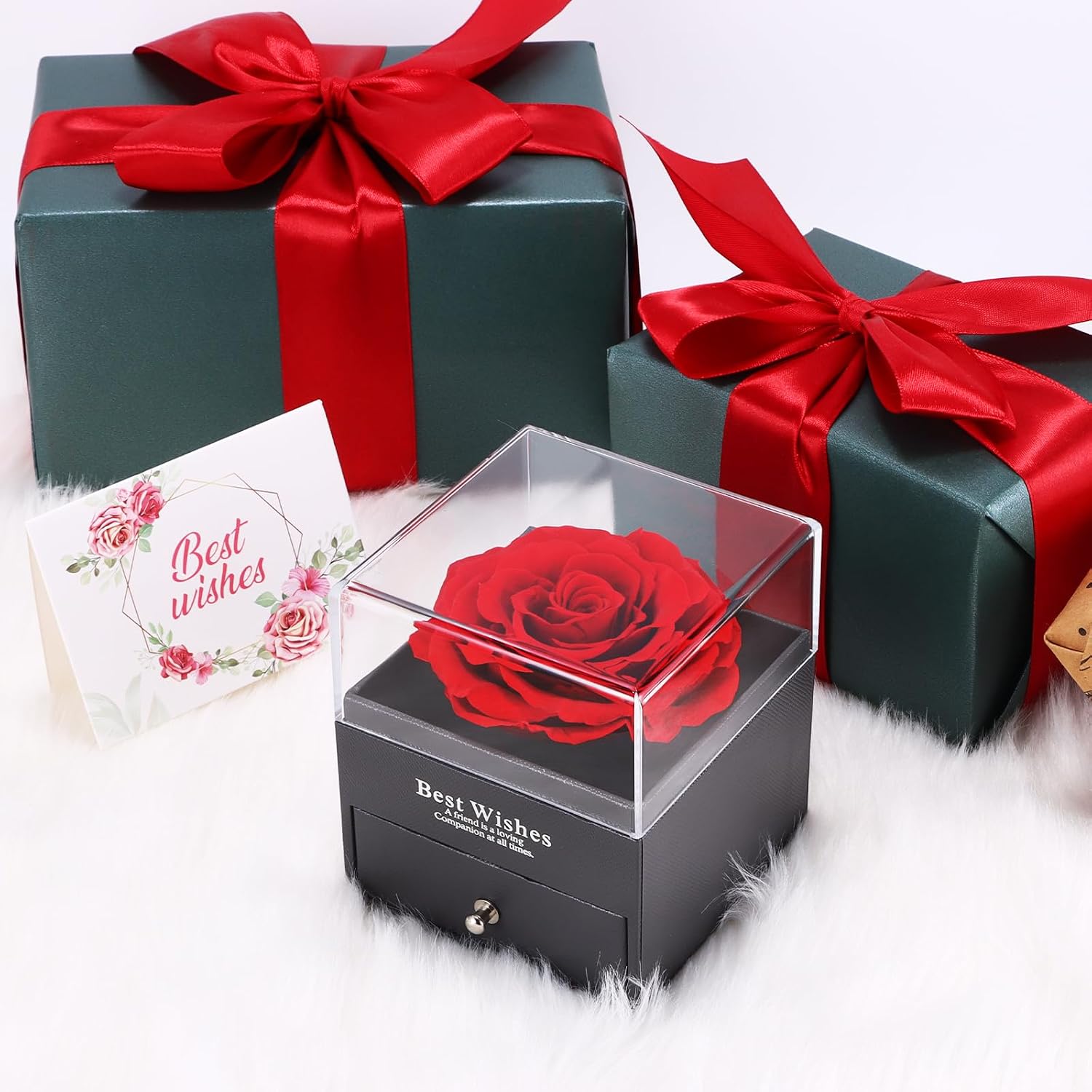ALLOMN Rose Gifts for Women Mum Girlfriend Eternal Real Rose Preserved Infinity Roses Gift Box with I Love You Bracelet for Mother's Day Birthday Valentine's Day Anniversary Christmas – Bild 7