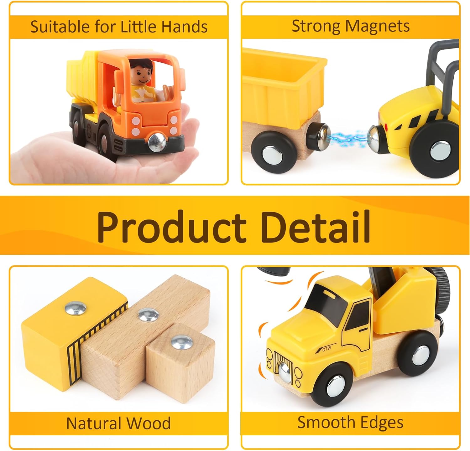 Vanplay Construction Site Vehicles Children's Crane Toy Wooden Toy Construction Site Toy from 3 Years Boy with Tower Crane Excavator Crane Truck Dump Truck Road Roller Gift 3 4 5 Years Boy – Bild 3