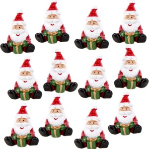 Logbuch-Verlag 12 Mini Santa Claus Figures, 3 cm, Small Christmas Gift for Employees, Colleagues, Customers, Red / Green