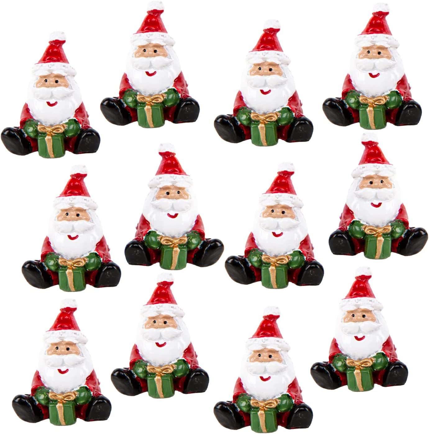 Logbuch-Verlag 12 Mini Santa Claus Figures, 3 cm, Small Christmas Gift for Employees, Colleagues, Customers, Red / Green
