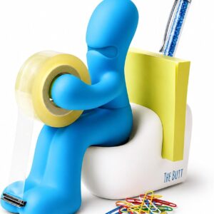 THE BUTT Tape Dispenser and Supply Station Funny Accessory for Office, Home or School (Blue)