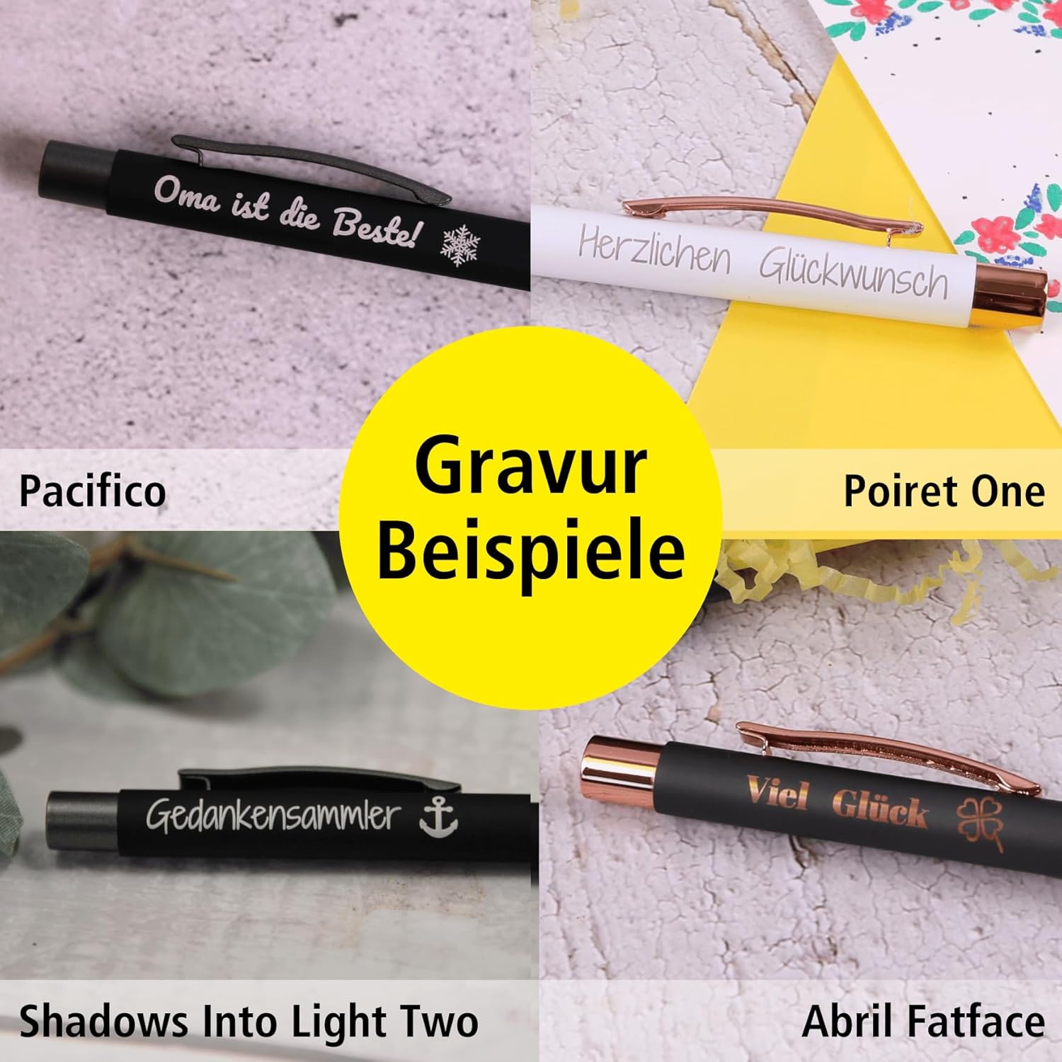 Online Personalised Ballpoint Pen with Engraving Soft Metal Grey Rose Gold in Gift Box I Soft Touch Feeling I Replaceable Large Capacity Refill I Ink Colour Blue I Aluminium I Personal Gift – Bild 4