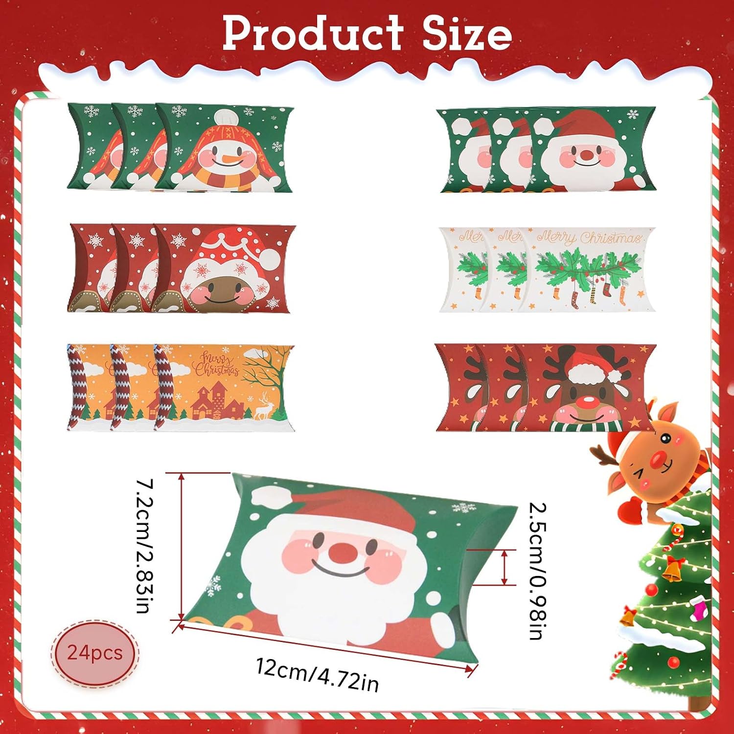 Christmas Gift Box 24 Pieces - Small Kraft Paper Gift Boxes with 8 Designs - 12 x 7.2 x 2.5 cm - Ideal for Cookies, Sweets & Small Gifts - Perfect for Advent Calendar, Pa – Bild 6