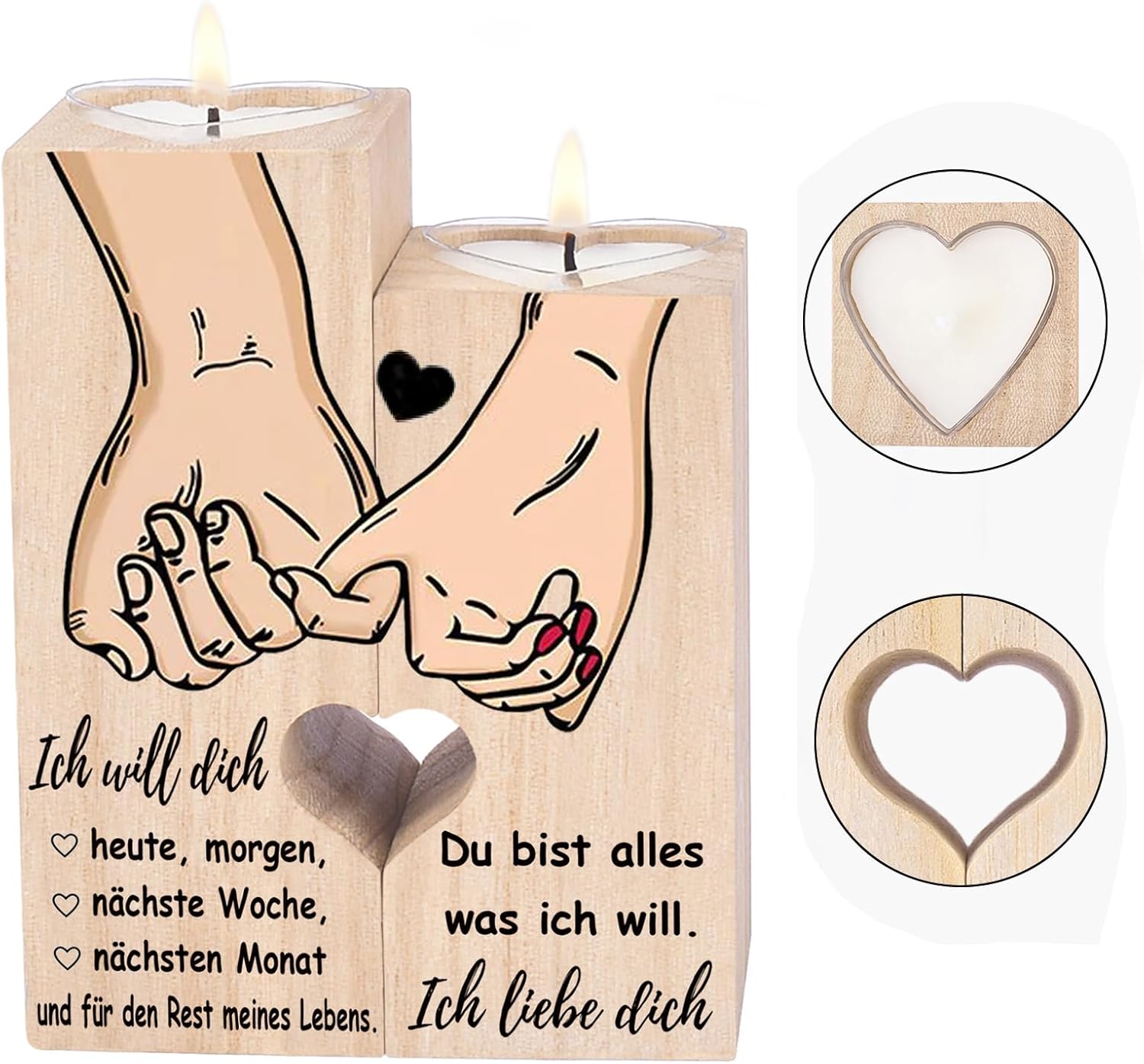 I Love You Gifts, Anniversary Gift for Him and Her, Candle Holder - Wedding Anniversary Gifts for Couples, Romantic Gift for Woman and Man – Bild 5