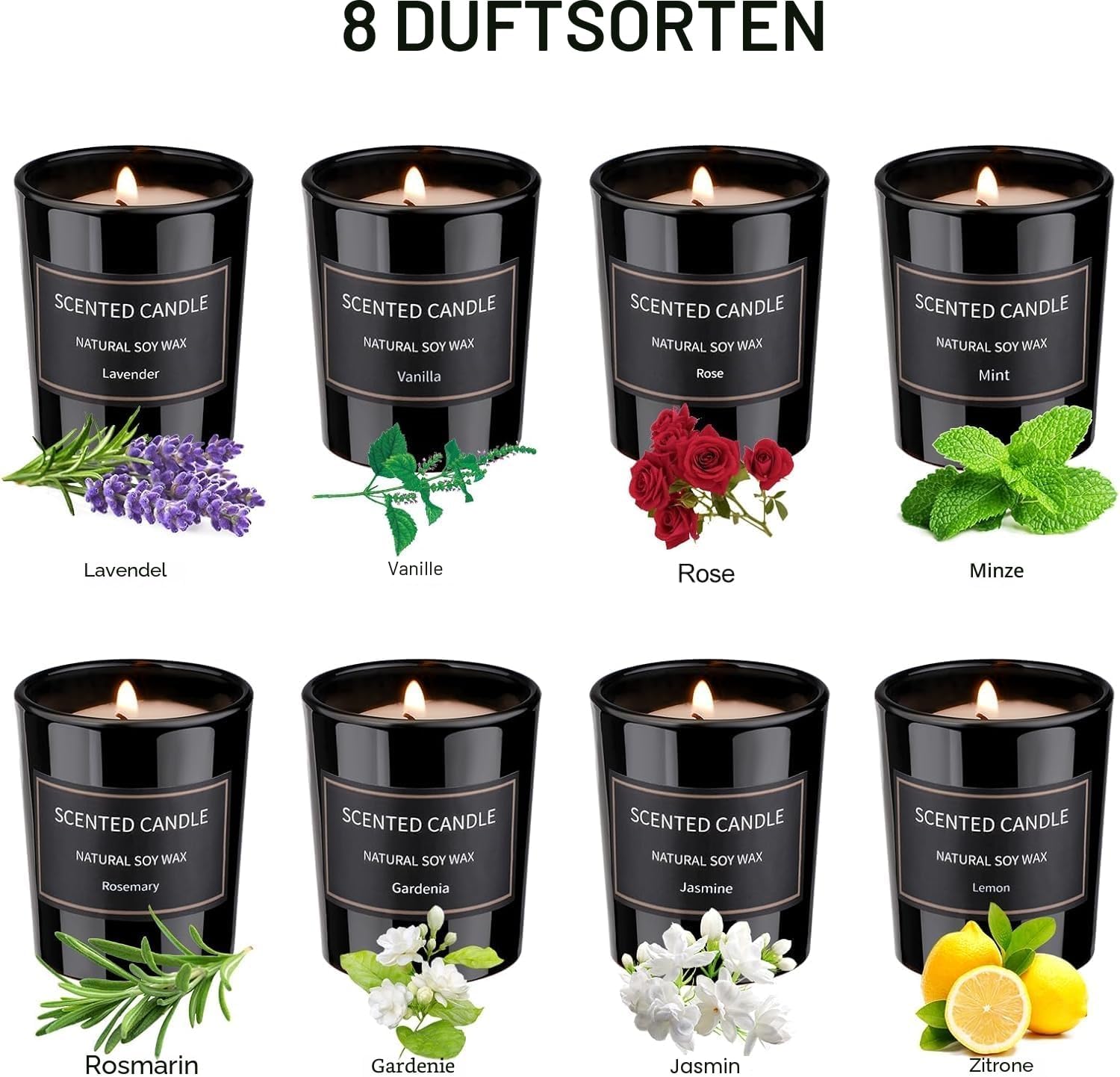 DsclaPrivatsphäre Scented Candles Gifts for Women, 8 Pack 96.4 g Candle Set, Natural Soy Wax, Aromatherapy Candles for Birthday, Christmas Gifts – Bild 5