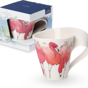 Villeroy & Boch NewWave Café Coffee Mug Flamingo, 300 ml, Height: 11 cm, Premium Porcelain, Pink/Multicolour