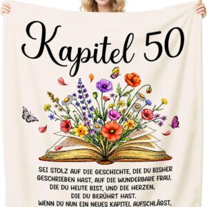 50th Birthday Gifts for Women, Flannel Blanket 130 x 150 cm, Gift for a 50 Year Old Woman, Gift for Her from 1976, Birthday Gifts for Women, Mum, Grandma, Wife