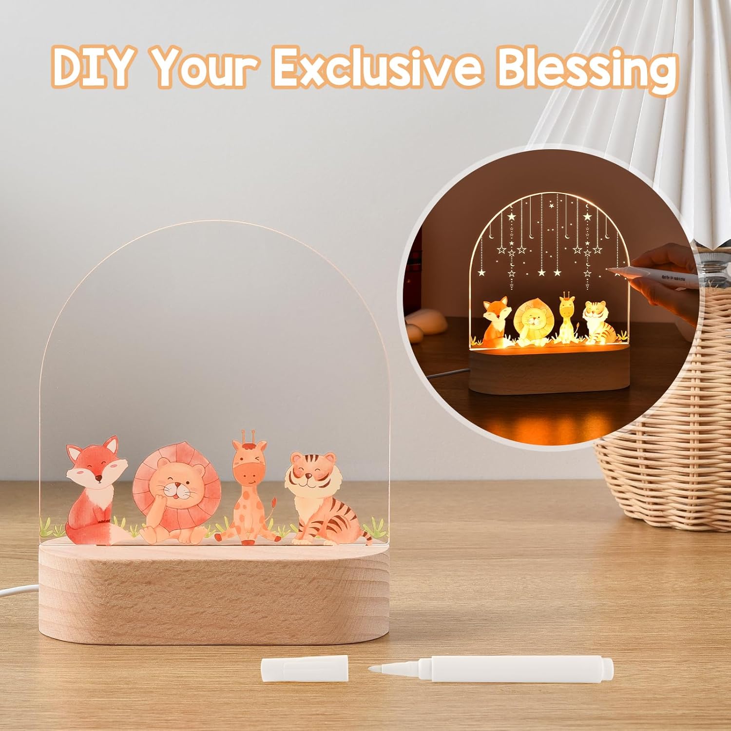 OTraki Personalised Night Light Baby USB Children Gift Animal Motifs – Bild 6