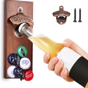 Gifts for Men Dad Strong Magnetic Beer Bottle Opener Wall Mounted with Auto Lock Unique Beer Gift for Men Him Boyfriend Grandpa Husband Uncle Cool Gadgets