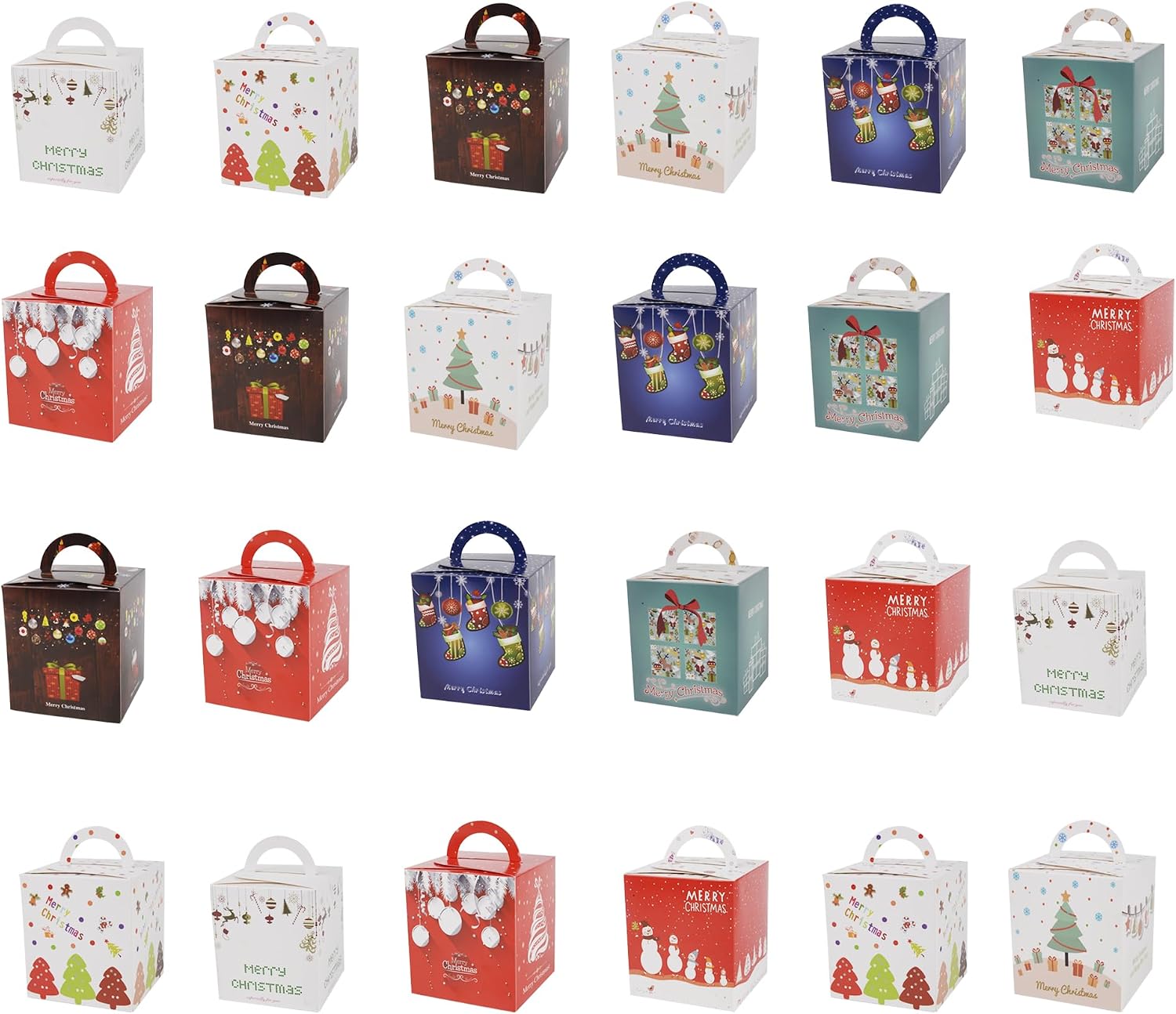 AWCIGG Pack of 24 Christmas Packaging Box Small Biscuit Tins for Gifting Christmas Gifts for Colleagues Biscuit Gift Boxes Chocolate Box Empty Paper Bags Christmas – Bild 2