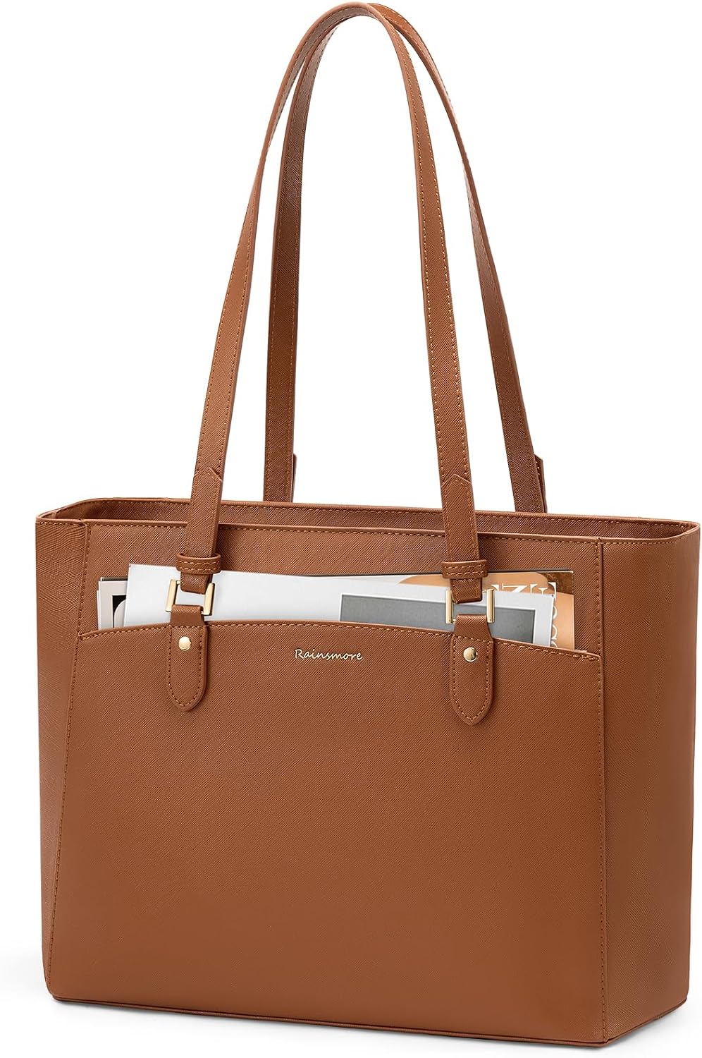 RAINSMORE Handbag Women's Large Shopper Bag Women's Waterproof PU Leather, brown, Shopper