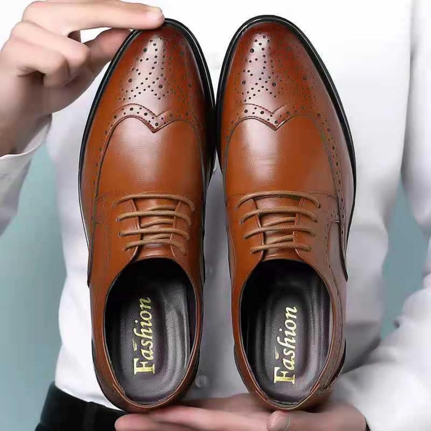 Hixingo Men's Suit Shoes 38-47 EU, Comfortable Suit Shoes, Men's Business Shoes, Oxford Elegant Derby Leather Shoes, Non-Slip Breathable for Wedding, Suit – Bild 6