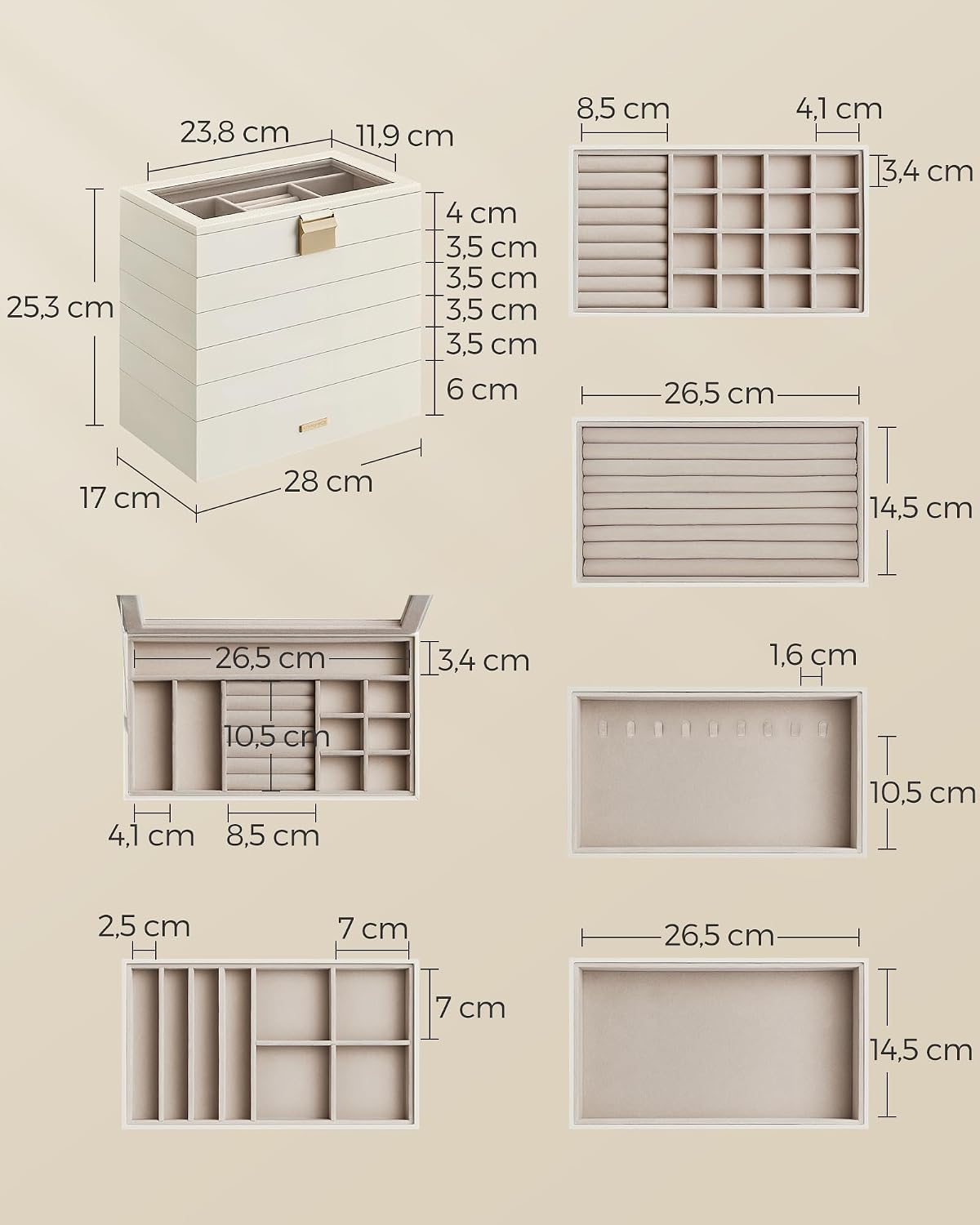 SONGMICS 6 Tier Stackable Jewellery Tray – Bild 6