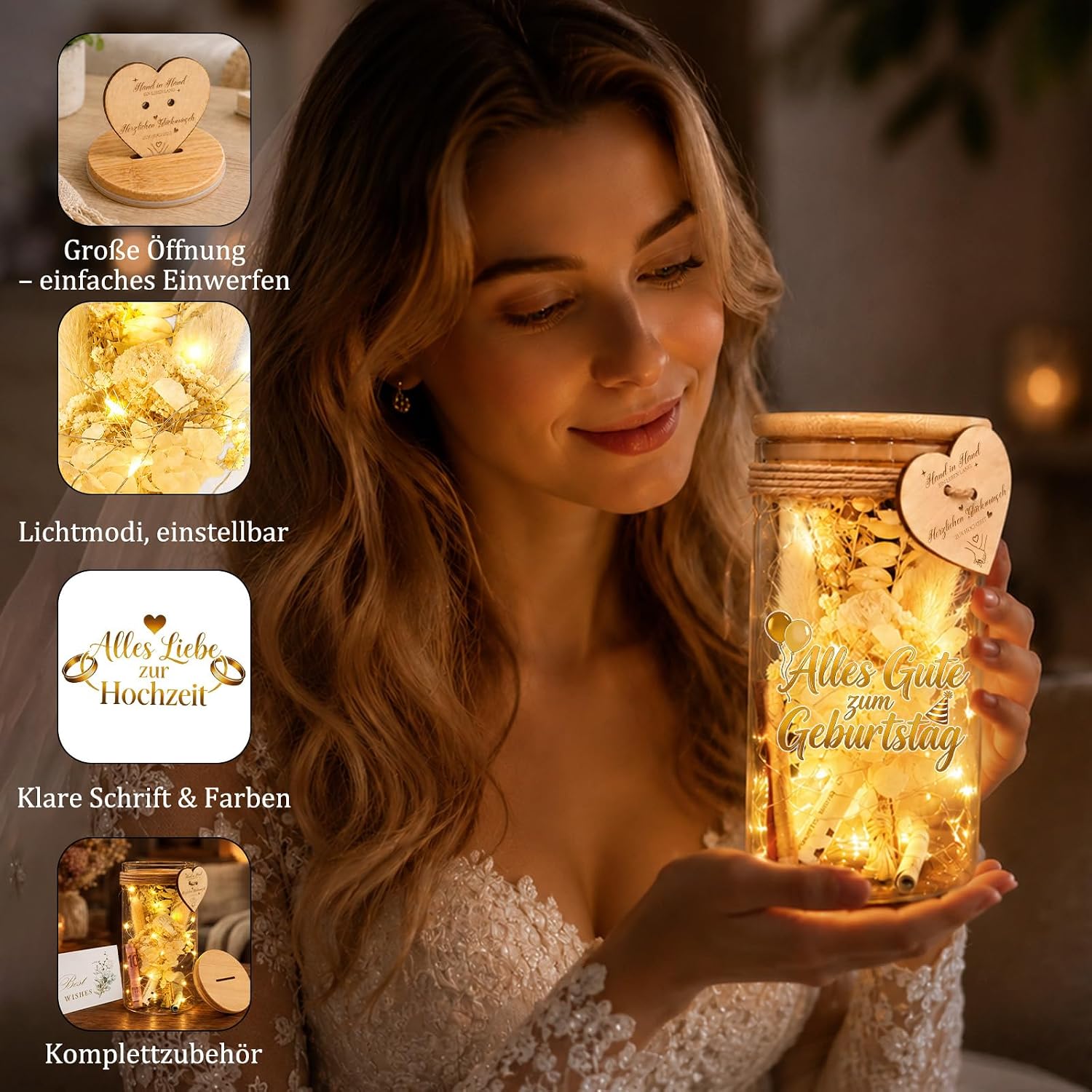 TUZELIYA Money Gift Wedding LED Bottle Light for Bride and Groom – Bild 2