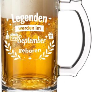 Gifts for Men, Legends Are Born in September, Funny 0.5 L Beer Mug, Birthday Gift for Dad, Dad, Grandpa, Son, Best Friend, Ideal Gift Idea for Colleagues, Employees