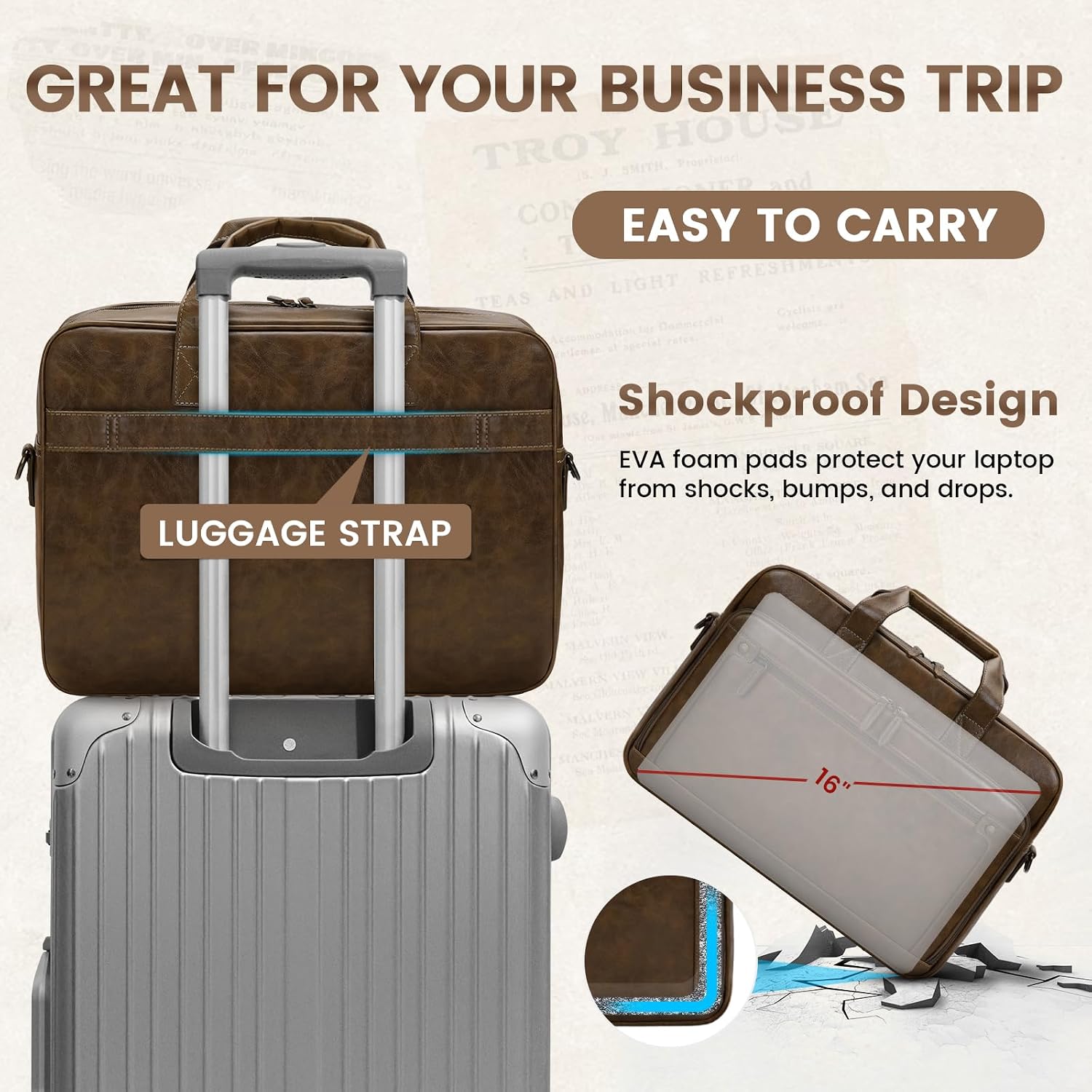 RAINSMORE Work Bag Men's Waterproof Briefcase Men's Teacher Bag Messenger Bag – Bild 5