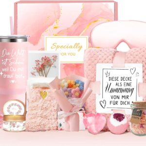 Gifts for Women, Birthday Gift Set for Women, Best Friend, Wife, Mum, Colleague, Sister with Wellness, 40 Oz, Stainless Steel Wine Cup, Blanket, 13-Piece Baths Fragrance Gift Box