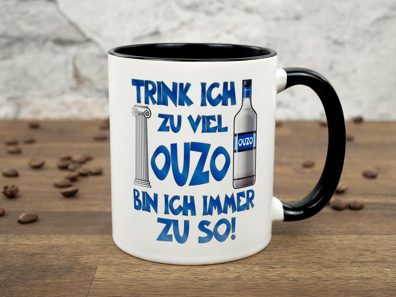 Trink ich zu viel Ouzo bin ich immer zu so! Mug with Greek Saying Funny Coffee Mug Gift Greece Fan Item Greek Specialities Accessories Decorative Accessories Funny Ceramic 330 ml – Bild 2
