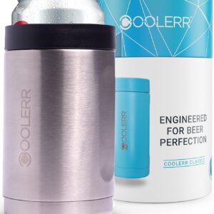 Coolerr Classic | Stainless Steel Can and Bottle Cooler | 330ml Cans | 440ml Cans | 330ml Bottles | Gifts for Him | Gifts | Beer Gifts (Brushed Steel)