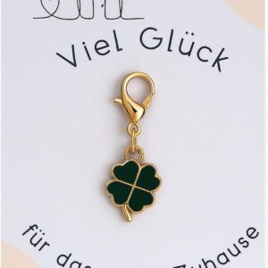 Milaboo® Clover Key Ring with Card - Lucky Charm Gift for Special Occasions such as Exam, Travel, School Enrolment, Surgery, 12 Variations, 55 x 85 mm (At Home)