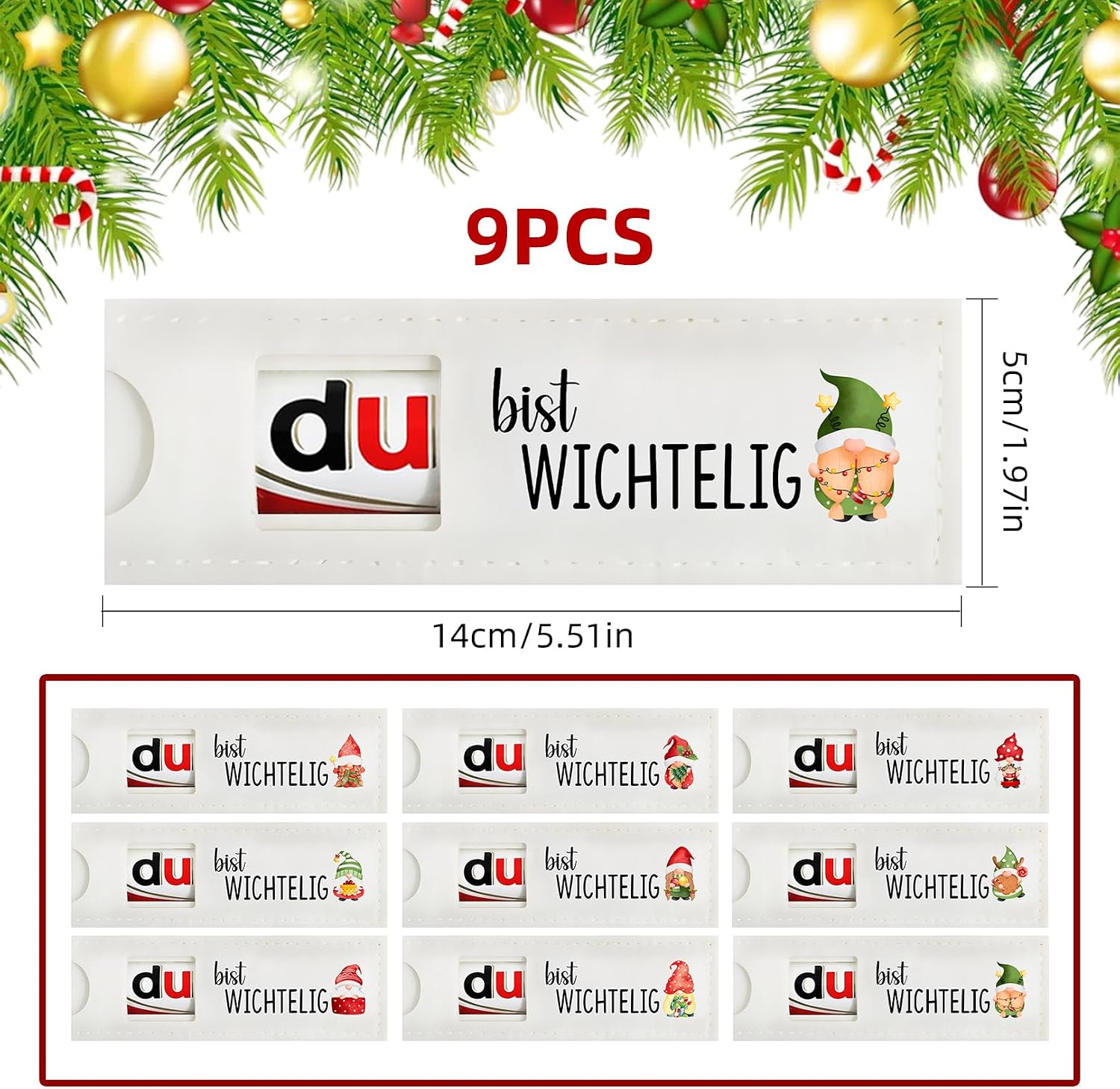 9 pcs Du Bist Wichtelig Chocolate Packaging, Cute Gnome Gift Box for Mini Christmas Chocolate, Santa Claus Gift, Ideal Christmas Gifts for Children, Dad, Mum, Employees, Friends – Bild 2