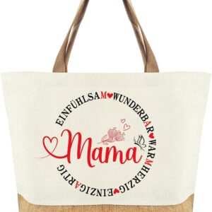 Tarklanda Jute Bag Mum Gift, Jute Tote Bag, Women’s Fabric Bag, Large Shopping Bag, Jute Cotton Bag as Birthday Gift, Gift for Mum for Birthday, Mother’s Day