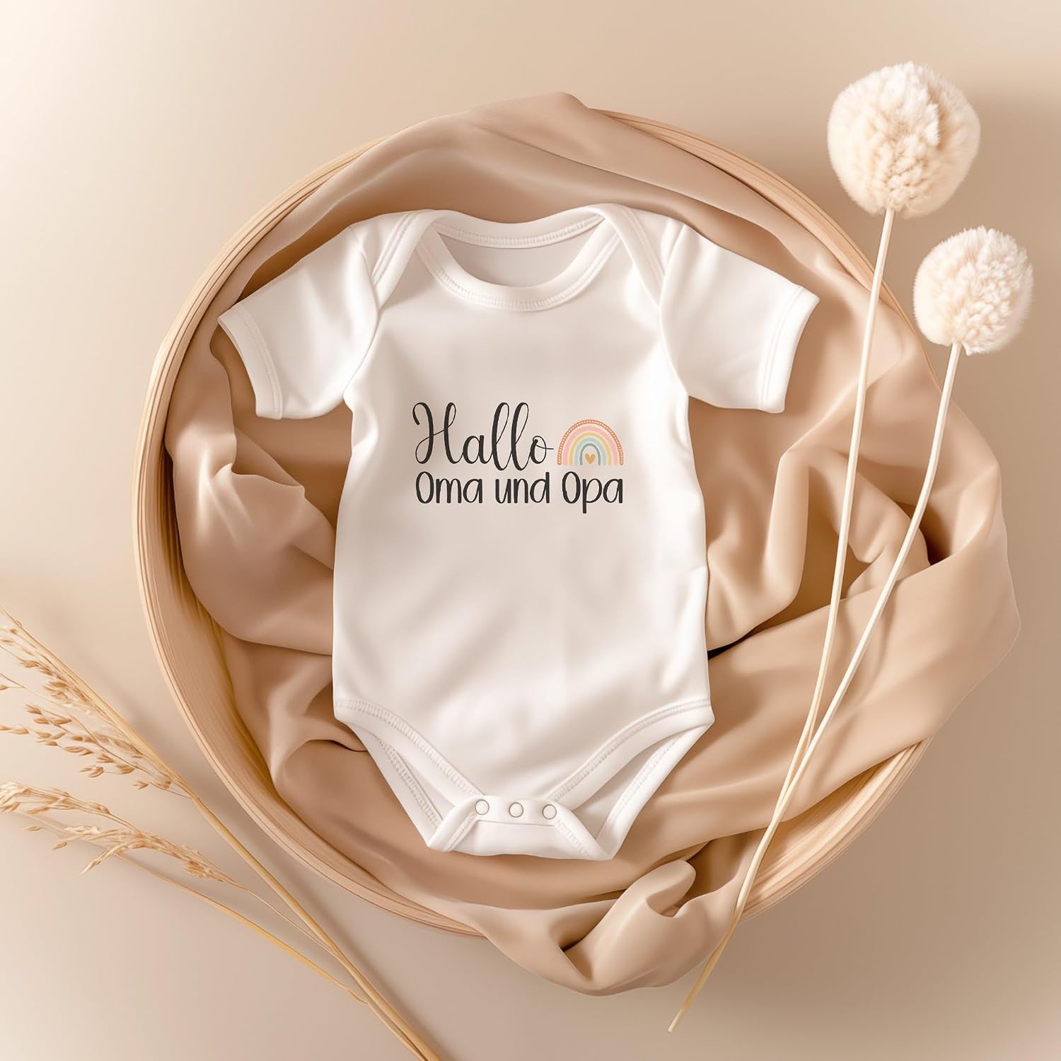 Organic Cotton Unisex Baby Bodysuit Grandma Grandpa Short Sleeve White Romper Baby Shower Gift Baby Shower Slip Collar Soft Onesie for Newborn Babies – Bild 2
