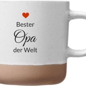 Laser Tattoo Best Grandpa in the World Ceramic Coffee Mug, White, 360 ml with Heart Design, Print Dishwasher Safe (OPA)