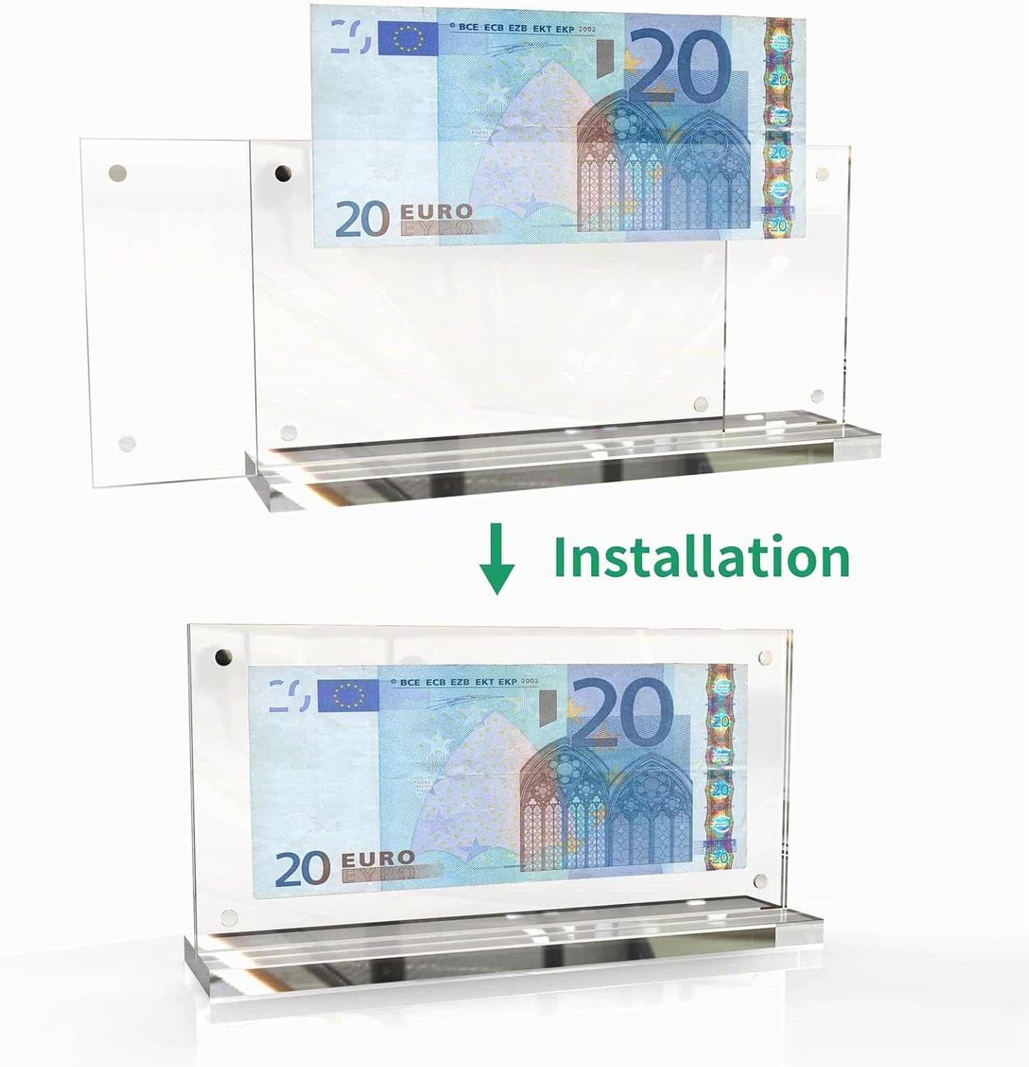 Cuyacili Pack of 2 Acrylic Banknotes Display Frame Euro Bill Photo Holder – Bild 4