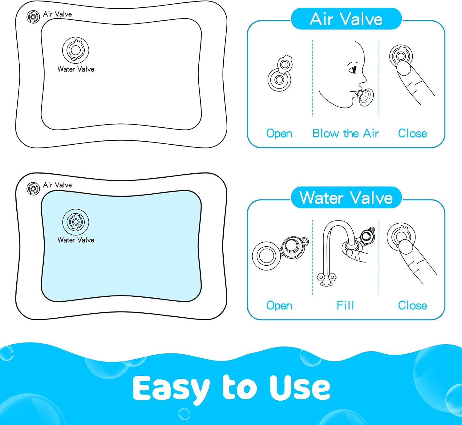 Yeeeasy Tummy Time Water Mat, Water Play Mat for Babies, Cute Baby Toy, Inflatable Tummy Time, Water Play Mat for Infants and Toddlers, 3-12 Months, Promotes Development – Bild 7