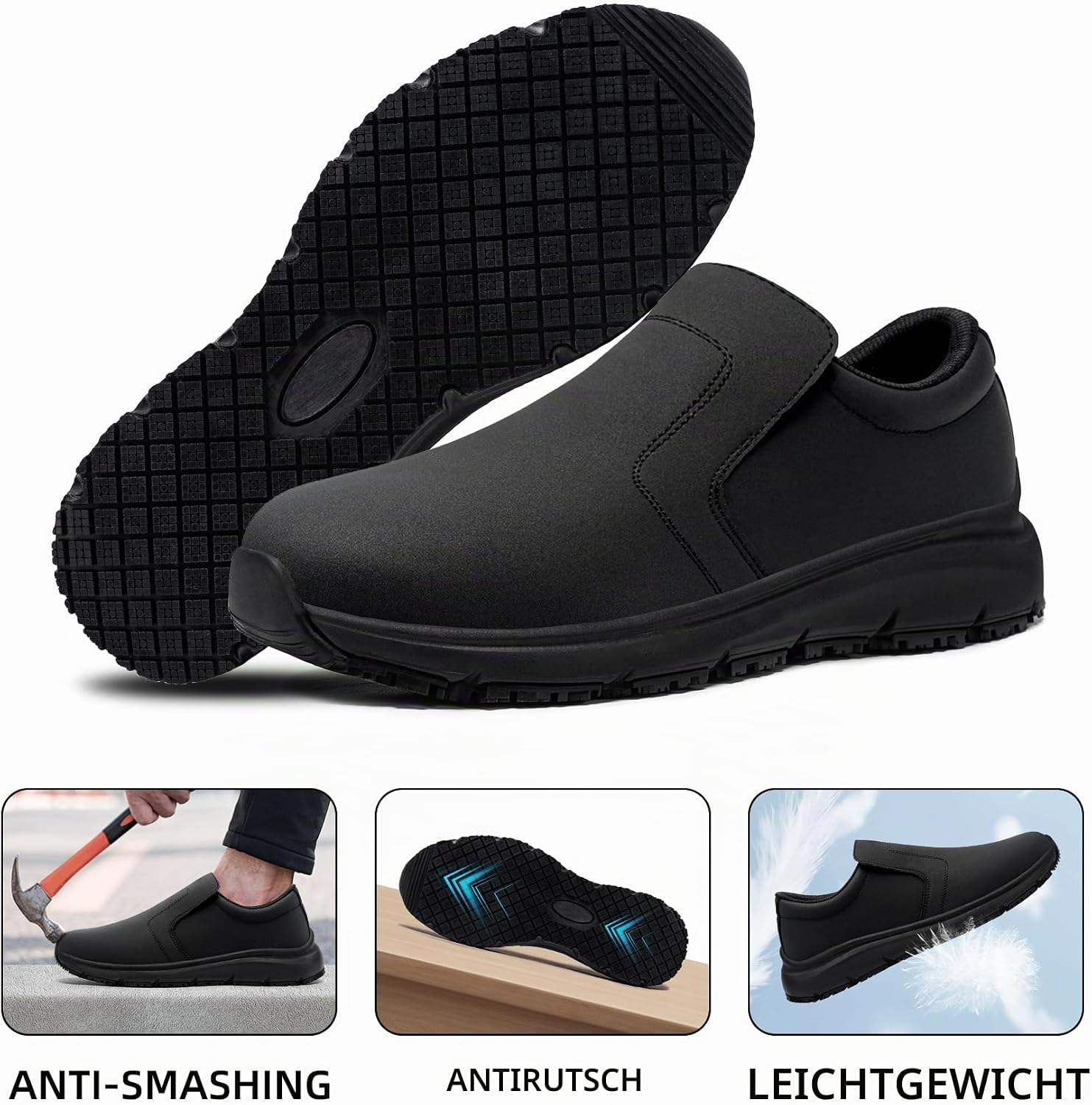 Safety Shoes Men Women Non-Slip Cooking Shoes Waterproof Work Shoes Kitchen Lightweight SRC Comfortable Cushioning Work Shoes with Steel Toe Cap – Bild 6